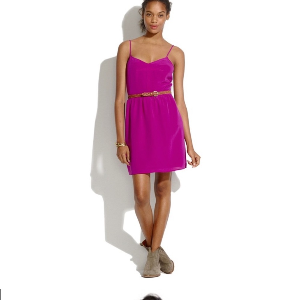 Madewell silk fuchsia dress